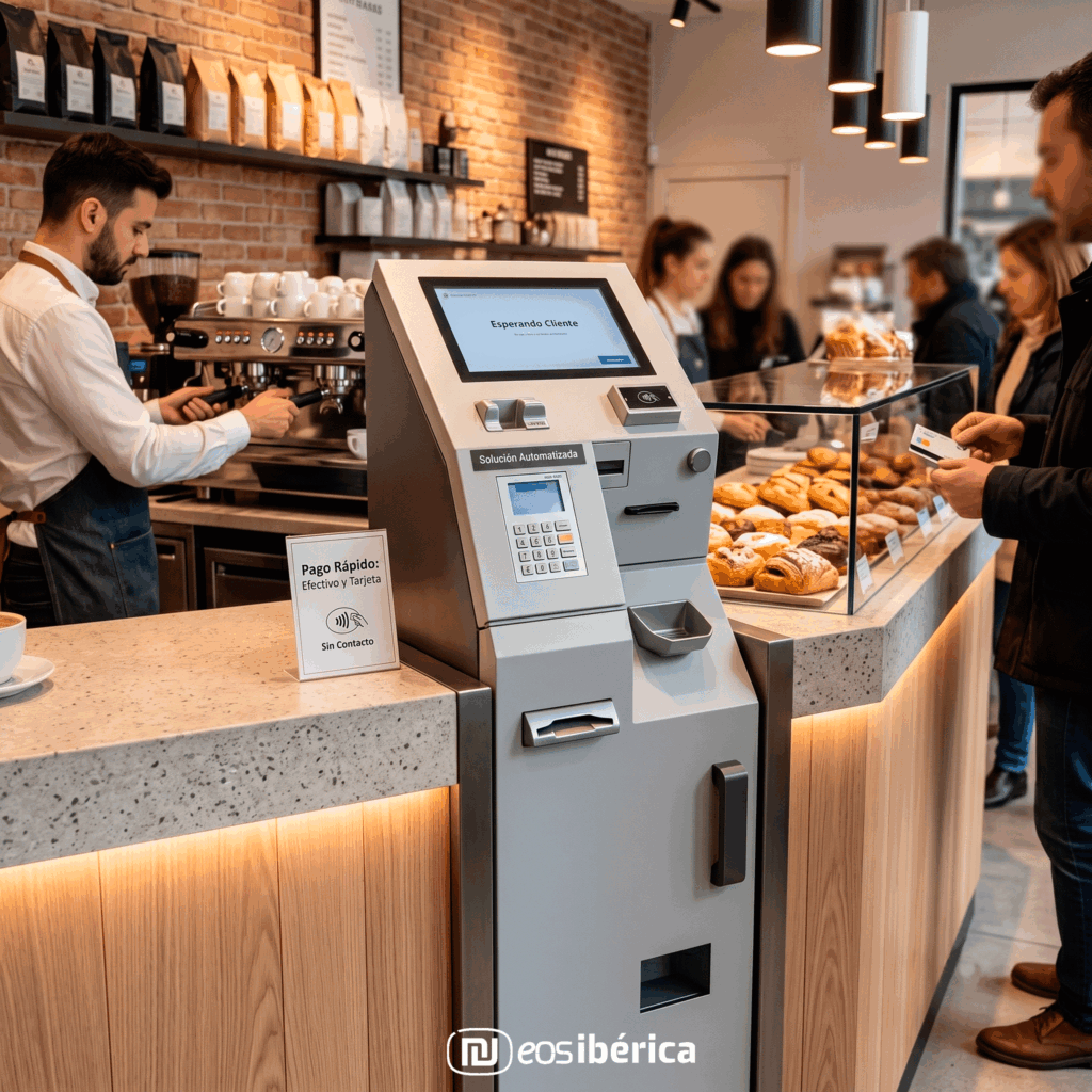Recreación de nuestro eCash TPV integrado en un horno cafetería para agilizar el pago