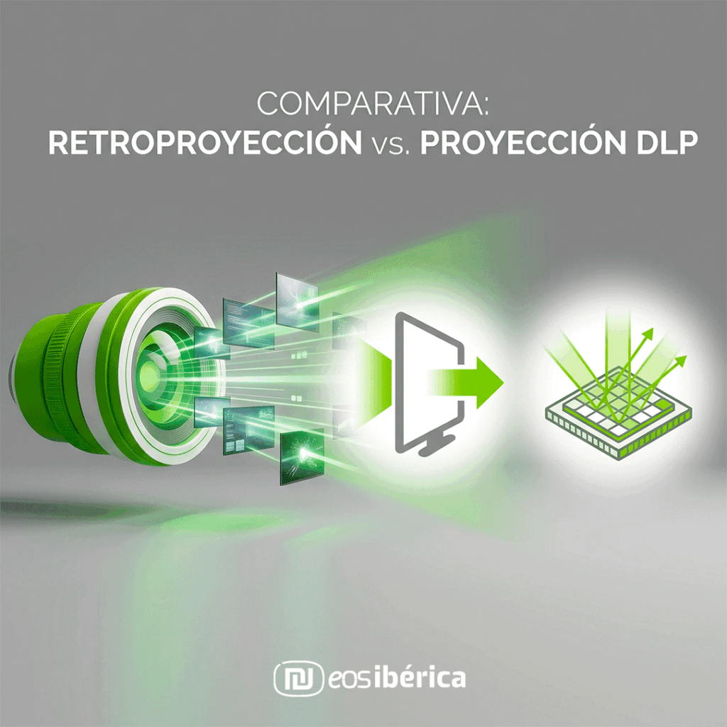Comparativa: retroproyección vs. proyección DLP.