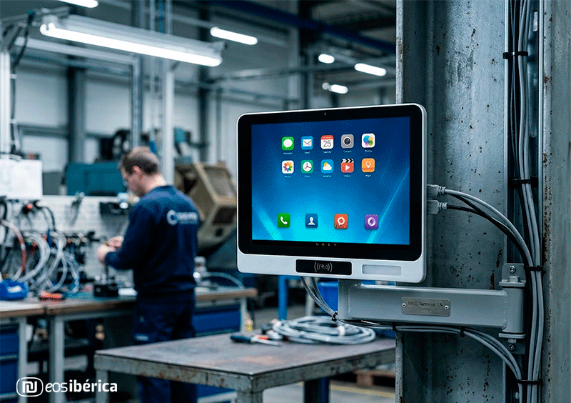 ePX MES RFID  Panel PC industrial táctil on Android 12, procesador Quad Core y RFID/NFC integrado para identificación de operarios y eficiente para sistemas MES.