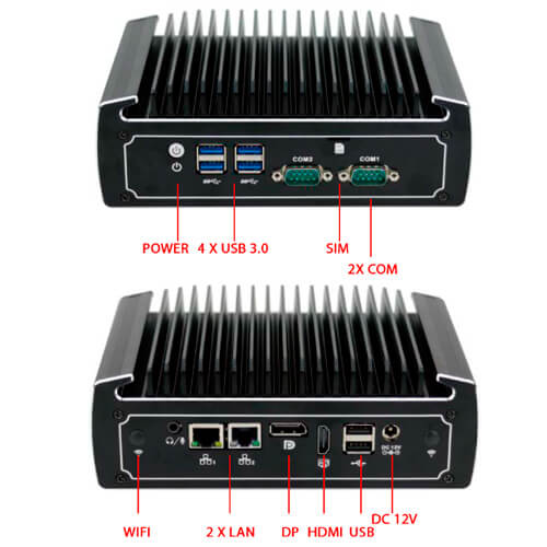 Cuenta con doble salida de vídeo HDMI/DP para la conexión de 2 monitores HD. De sus 2 puertos COM, uno de ellos pueden ser configurado con los protocolos RS485 / RS422. 2 x LAN perfecto para Nic Teaming.