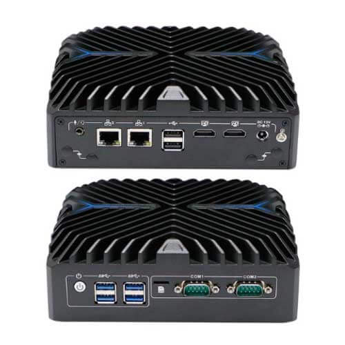 Cuenta con doble salida de vídeo HDMI/DP para la conexión de 2 monitores HD. De sus 2 puertos COM, uno de ellos pueden ser configurado con los protocolos RS485 / RS422. 2 x LAN perfecto para Nic Teaming.