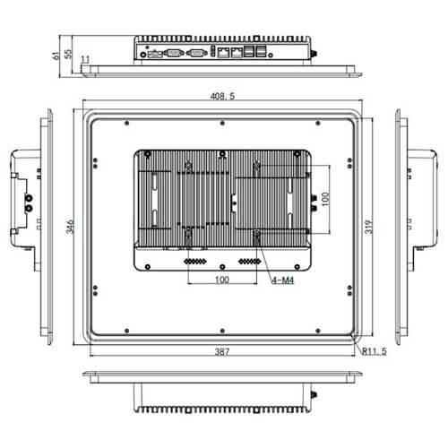 Panel PC Industrial táctil 15” INTEL I5 de 1.60ghz - 3,90ghz con procesador de 8ª generación 8265u.