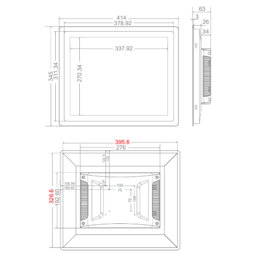 Conexiones del eNX i5 1235U 3L. PC industrial Fanless con 2 puertos COM, 3 HDMI, 3 puertos LAN