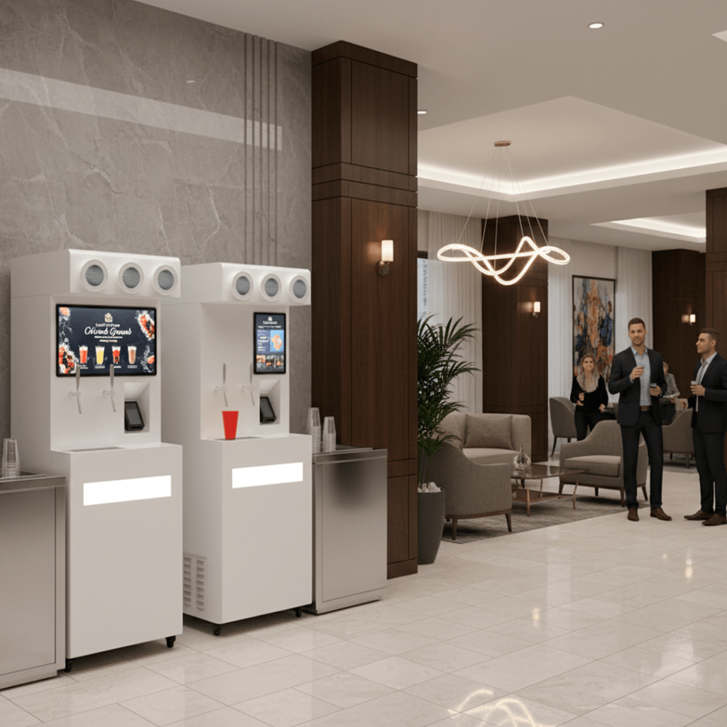 Máquina-dispensadora-de-bebidas-en-un-hotel