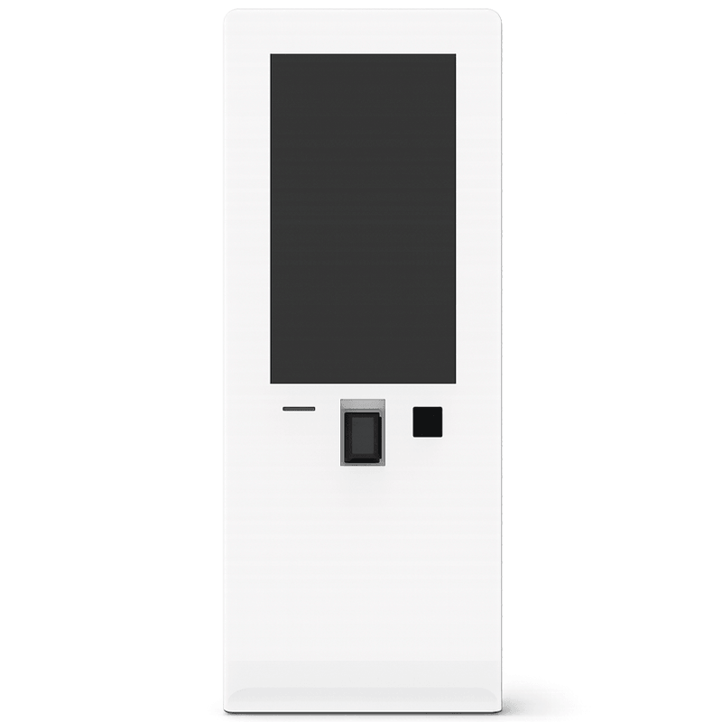 Tótem multimedia vertical indoor de 43 pulgadas, que puede integrar periféricos como webcam, lector QR o RFID.