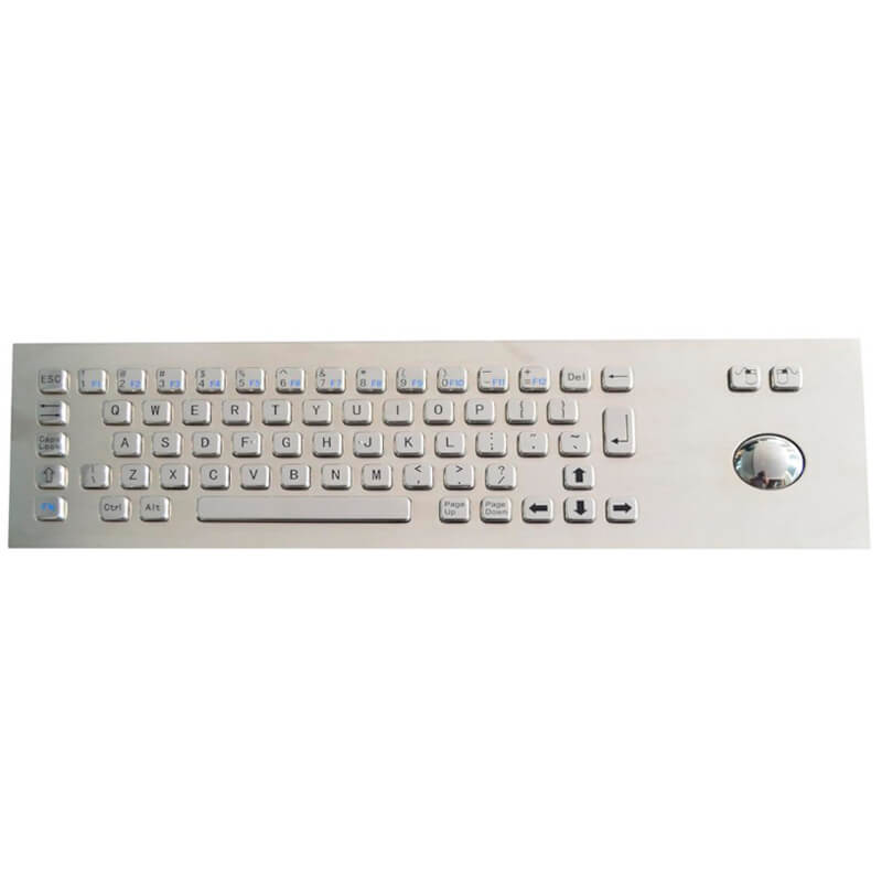 Teclado industrial de acero pulido con IP65/IP68 para montaje frontal (de arriba hacia abajo) con 69 teclas marcadas con sistema de lectura Braille eKM 400 BRA