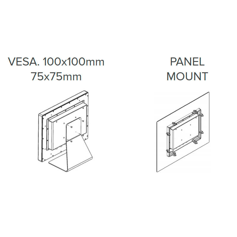 eMonitor-TH-C-EXT Monitor industrial táctil IP65 instalación VESA e instalación panelable