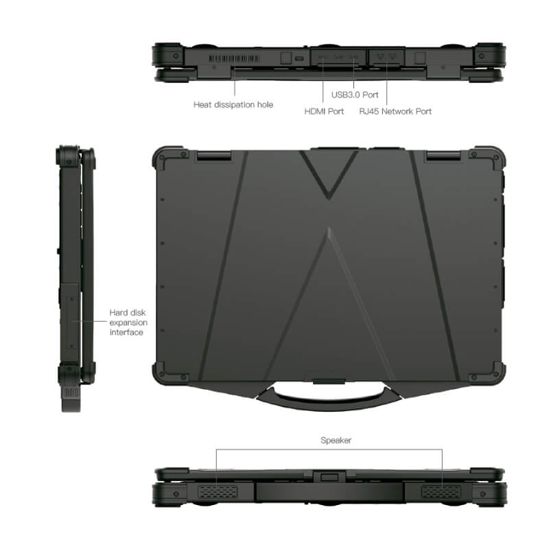 Conexiones del portátil rugerizado con pantalla de 15,6” eNB-i5-1135G7