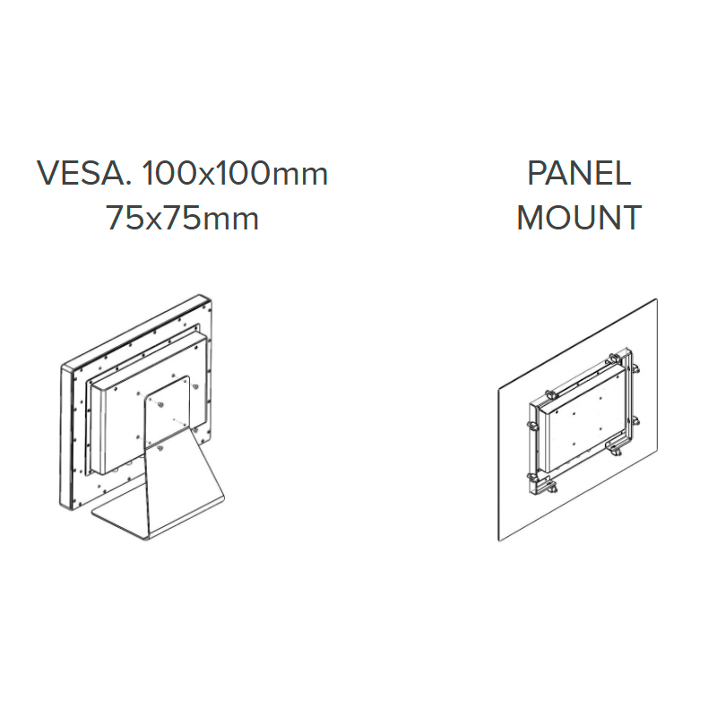 Sistema de Montaje Vesa y Panelable del panel pc táctil industrial ePX-TH-CI-I5-6200U de gama profesional desde 17" hasta 21"
