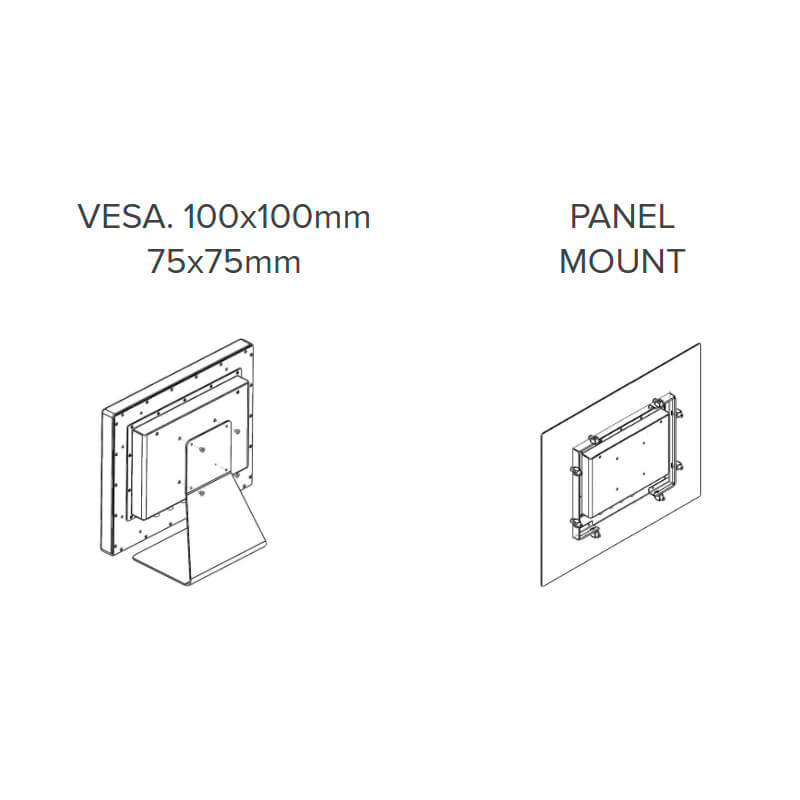 Montaje panelable y montaje VESA del panel pc profesional ePX-TH-CI-I7-10510U con IP65