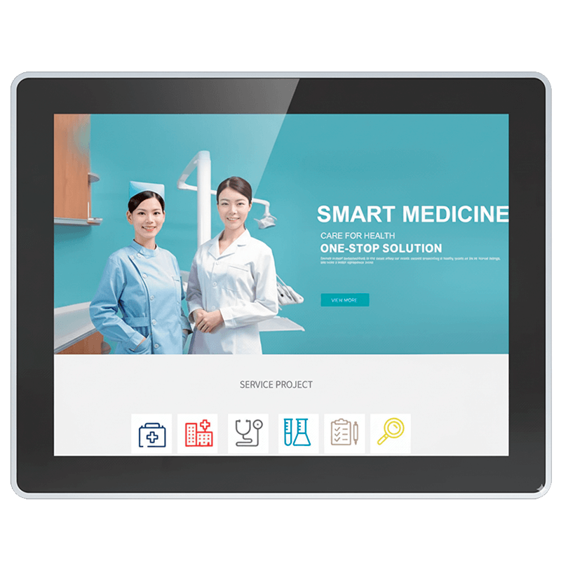 Panel PC táctil para uso médico desde 17 pulgadas a 21,5 con frontal IP65.