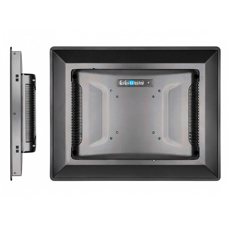 Parte trasera de eMonitor TH-C-EXT-Auto monitor industrial IP65 para exterior con sensor de luminosidad y selector para ajuste automático del brillo
