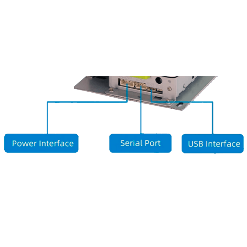 Conexiones impresora térmica de alta velocidad, salida horizontal, sistema de autocorte y avisos luminosos e80 MS LMK83 H