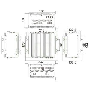 Dimensiones del PC Industrial eRX-CL-J1900-PCI