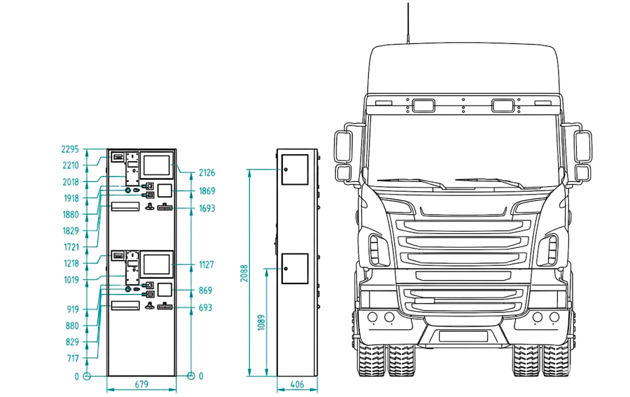Plano sobre las medidas del ePista Truck