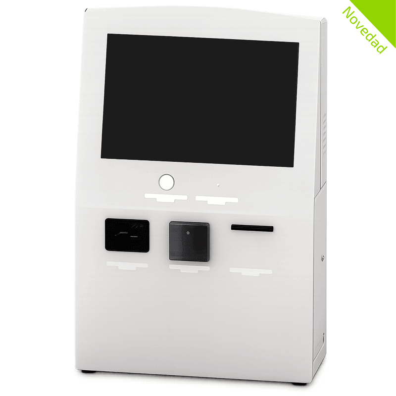 Imagen terminal interactivo eClinic Wall con pantalla de 19 pulgadas y estructura en color blanco.