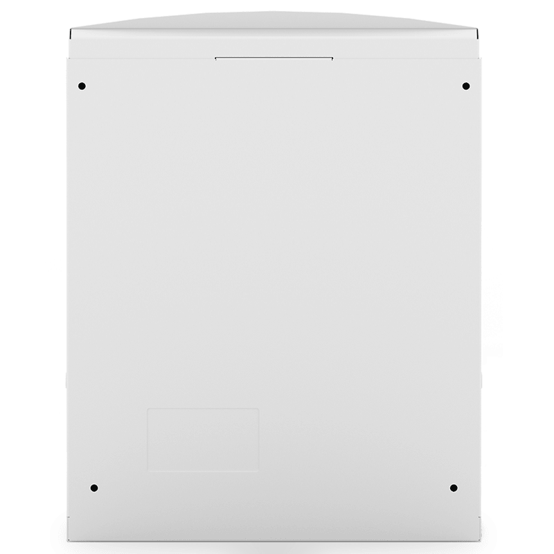 Vista trasera de eClinic Wall, terminal interactivo para encastrar en una pared o mueble.