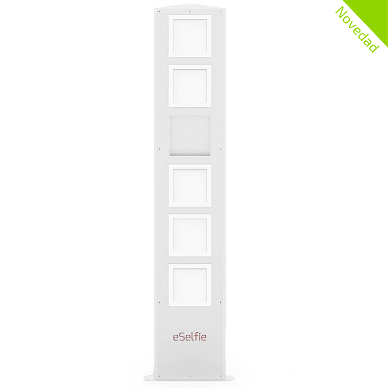 Vista frontal eSelfie, columna slim con luz flash para selfies.