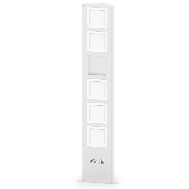 Vista lateral eSelfie, columna slim con luz flash para selfies