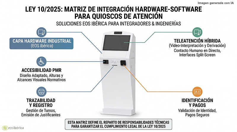 Terminal de autoservicio accesible PMR de EOS Iberica adaptado para la Ley de Atencion a la Clientela