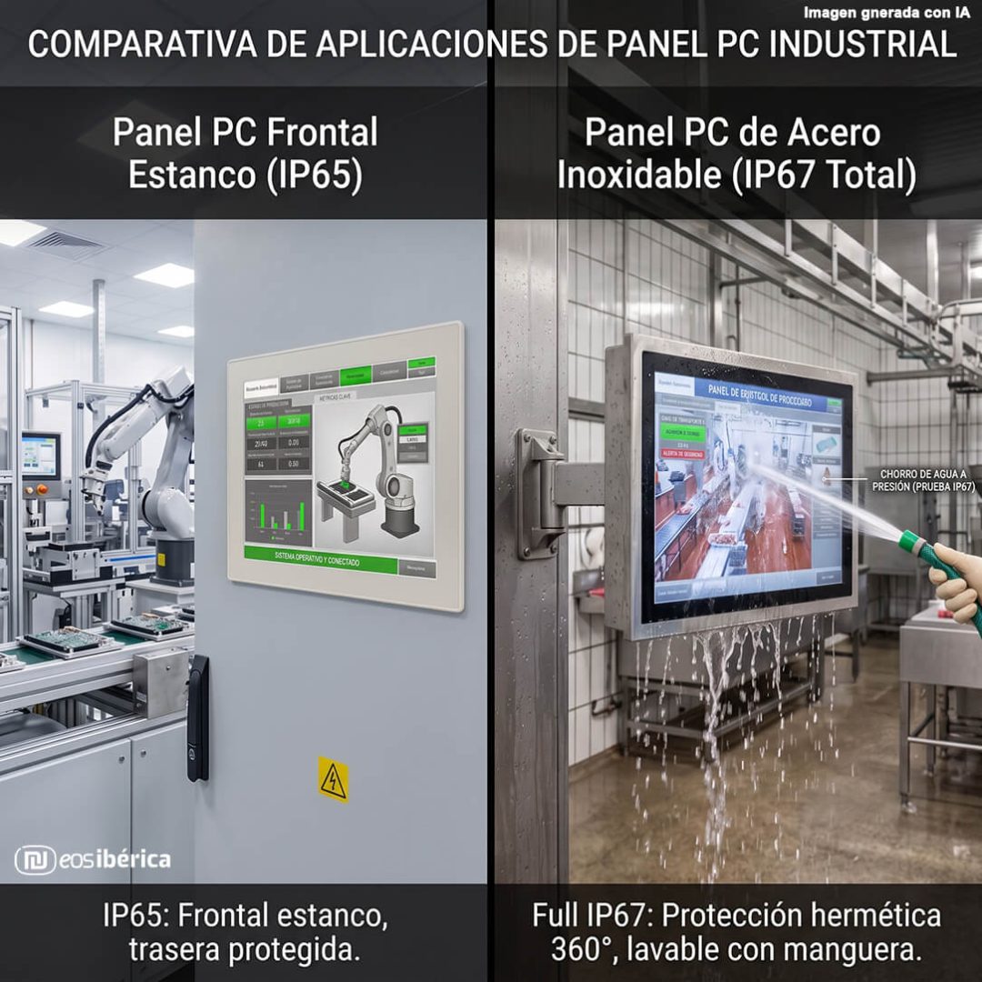 Comparativa entre Panel PC IP65 vs Panel PC IP67