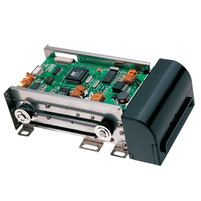 eLT CRT 310 Lector motorizado multi-tecnología para tarjetas RFID, chip y magnéticas, con inserción frontal/trasera, expulsión automática y protección ante fallos de energía