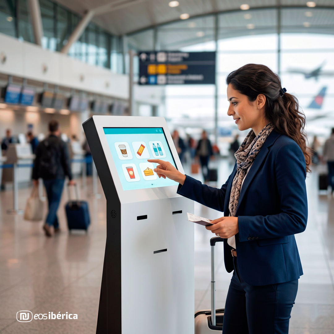 mujer-utilizando-terminal-interactivo-vending-en-un-aeropuerto